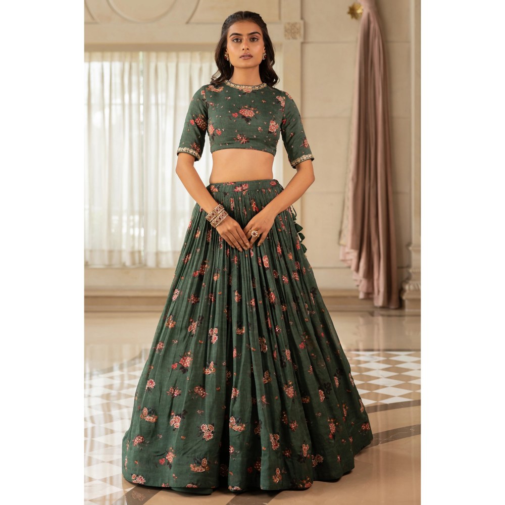 Paulmi & Harsh Davina Green Lehenga with Choli and Dupatta
