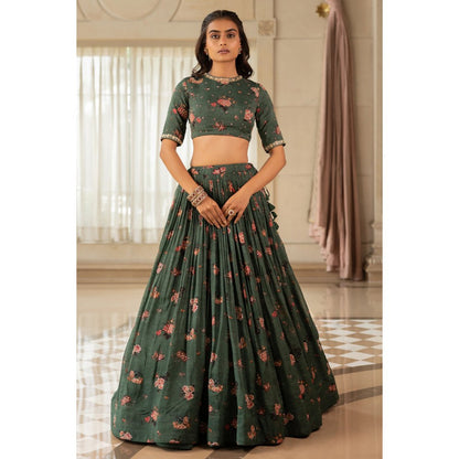 Paulmi & Harsh Davina Green Lehenga with Choli and Dupatta