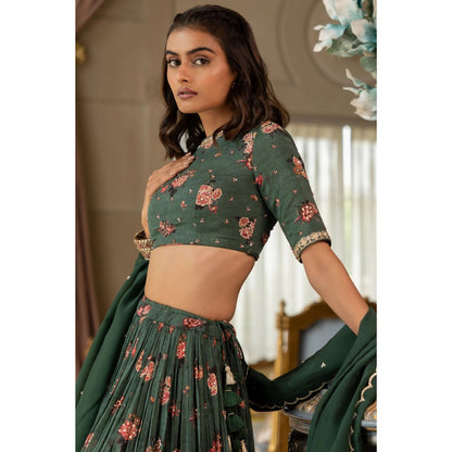 Paulmi & Harsh Davina Green Lehenga with Choli and Dupatta