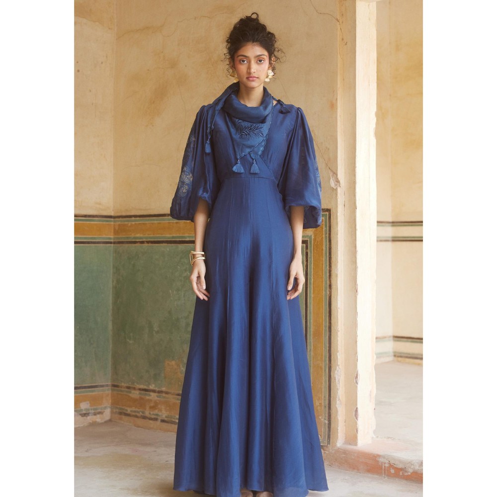 Paulmi & Harsh Blue Dahlia Jumpsuit