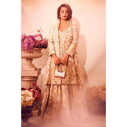 Paulmi & Harsh Ivory Surveen Chawla In The Elise Anarkali Dress with Jacket