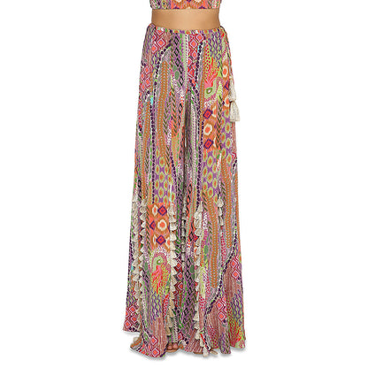 Payal Singhal Iiyana African Print Embroidered Crepe Choli with Tasselled Sharara (Set of 2)