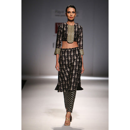 Payal Singhal Gulbahar Printed Silkmul Choli with Skirt & Attached Silk Churidar (Set of 2)