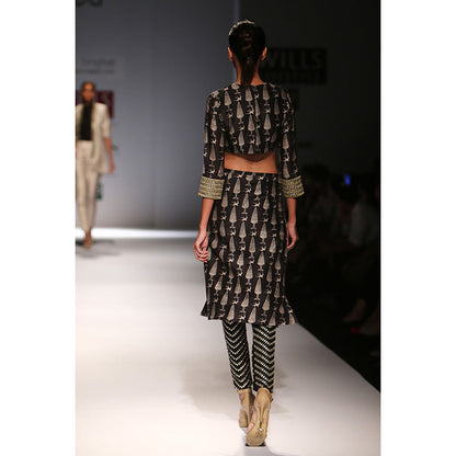 Payal Singhal Gulbahar Printed Silkmul Choli with Skirt & Attached Silk Churidar (Set of 2)