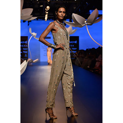Payal Singhal Rehya Grey Embroidered Jumpsuit