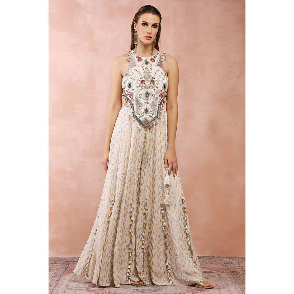 Payal Singhal Off White Applique Embroidered Choli with Sharara (Set of 2)