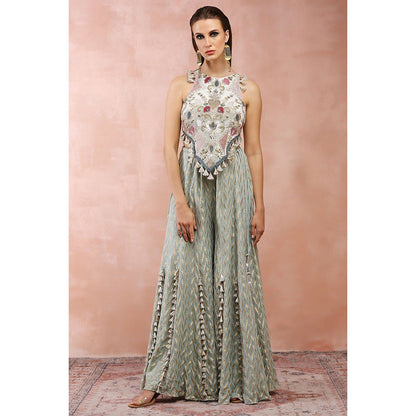 Payal Singhal Off White Applique Embroidered Choli with Sharara (Set of 2)