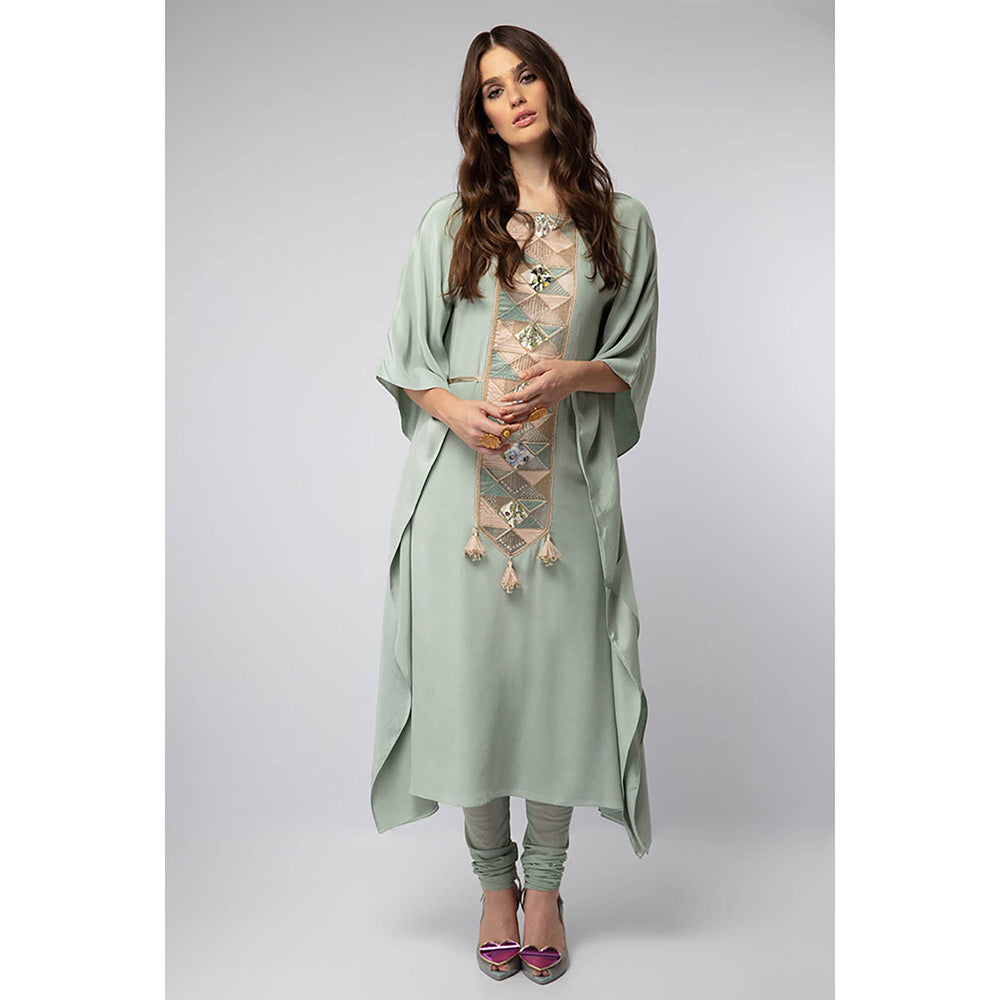 Payal Singhal Blue Kaftan with Soft Net Churidar (Set of 2)