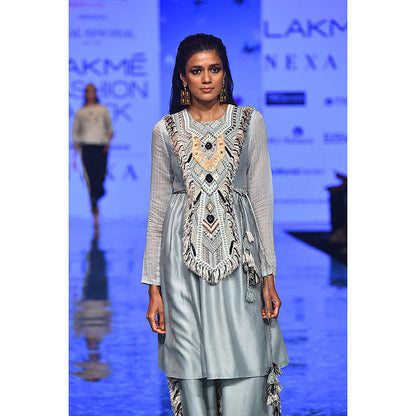 Payal Singhal Blue Silkman Kurta and Palazzo (Set of 2)