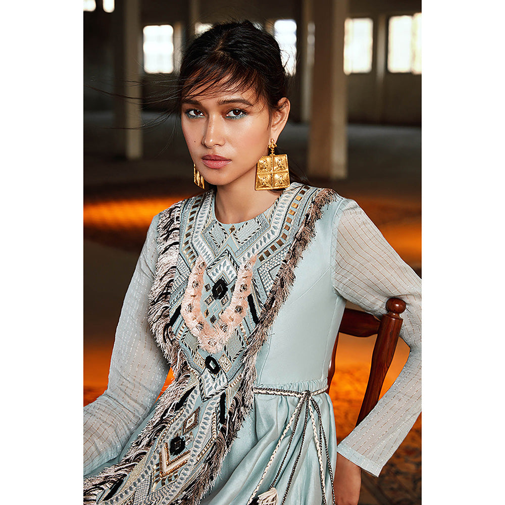 Payal Singhal Blue Silkman Kurta and Palazzo (Set of 2)