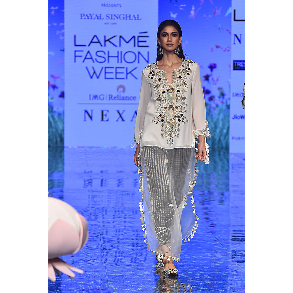 Payal Singhal Ivory Georgette Kurta and Pant (Set of 2)
