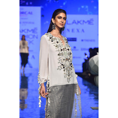 Payal Singhal Ivory Georgette Kurta and Pant (Set of 2)
