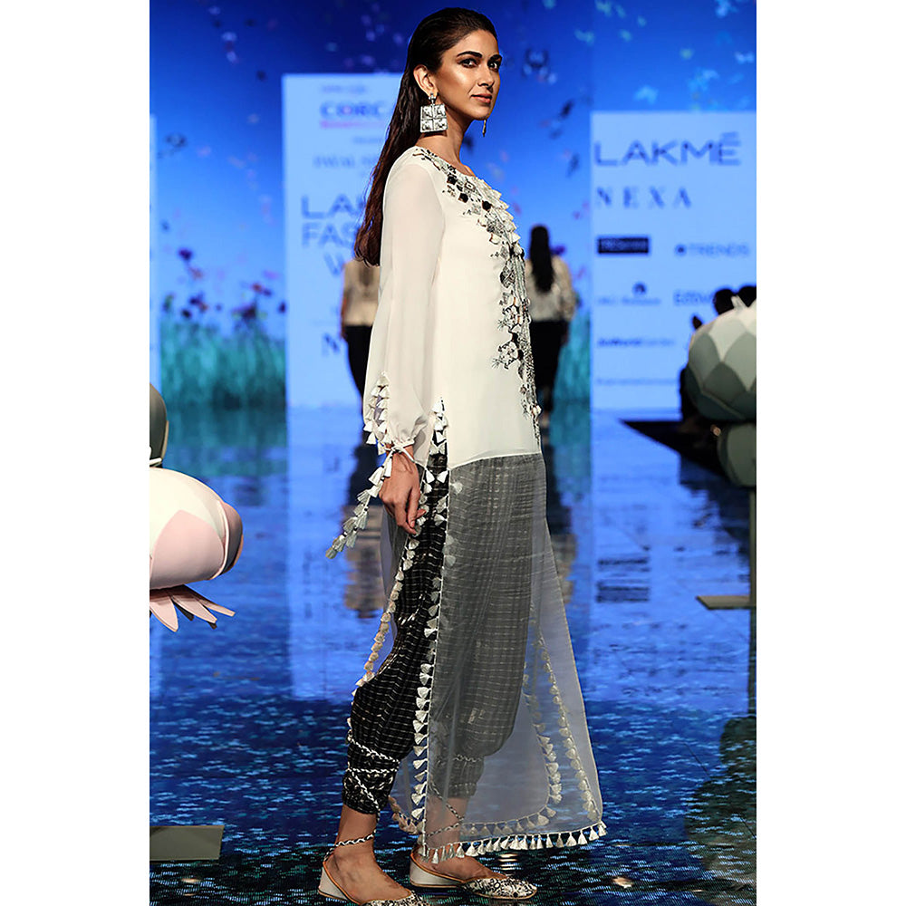 Payal Singhal Ivory Georgette Kurta and Pant (Set of 2)