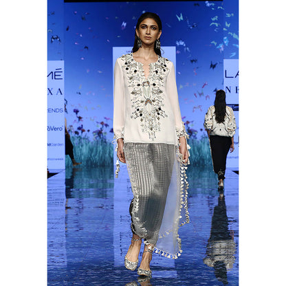 Payal Singhal Ivory Georgette Kurta and Pant (Set of 2)