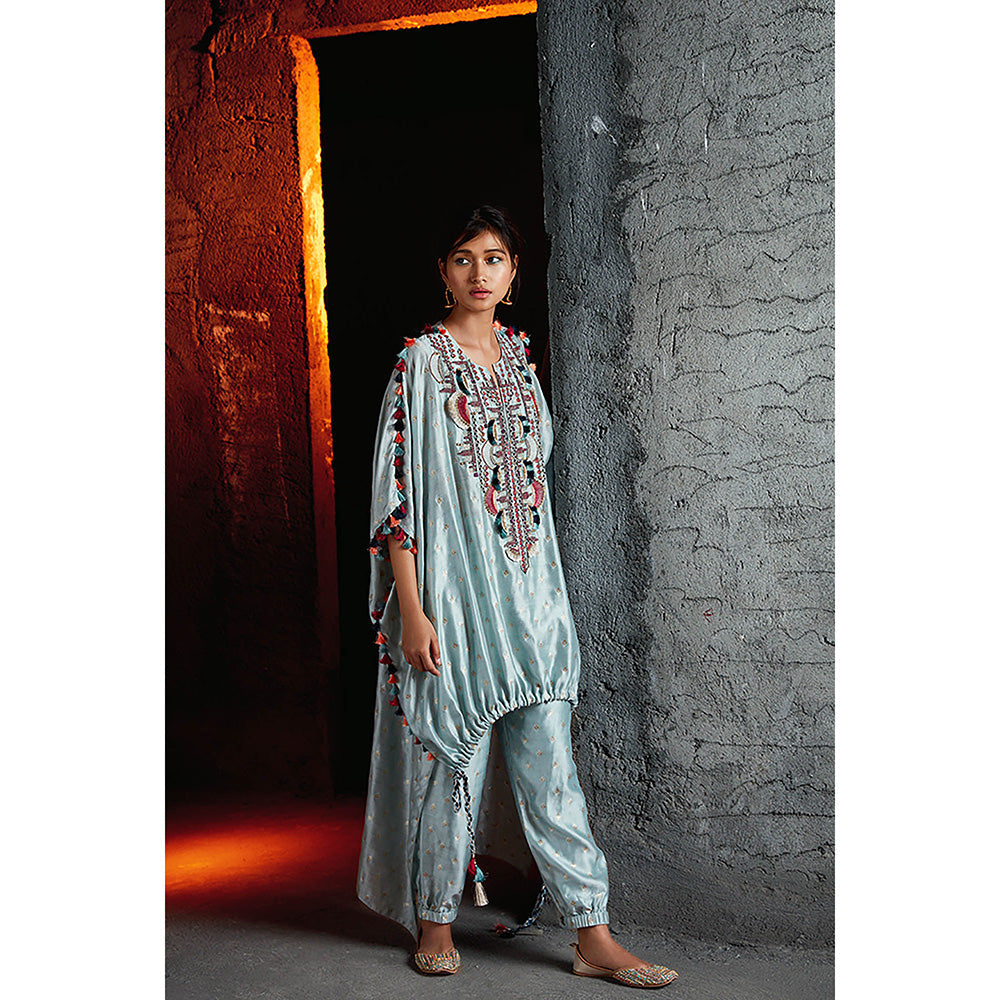 Payal Singhal Blue Bansari Kaftan and Pant (Set of 2)
