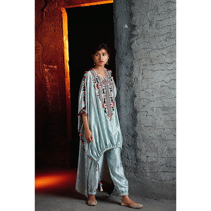 Payal Singhal Blue Bansari Kaftan and Pant (Set of 2)