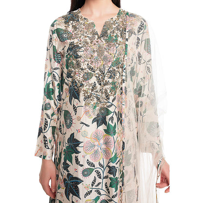 Payal Singhal White Printed Kurta with Palazzo and Dupatta (Set of 3)