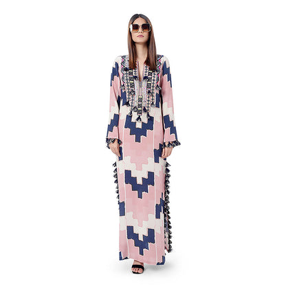 Payal Singhal Blush Pink Printed Crepe Embroidered Dress