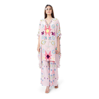 Payal Singhal Pink Printed Short Kaftan with Palazzo (Set of 2)