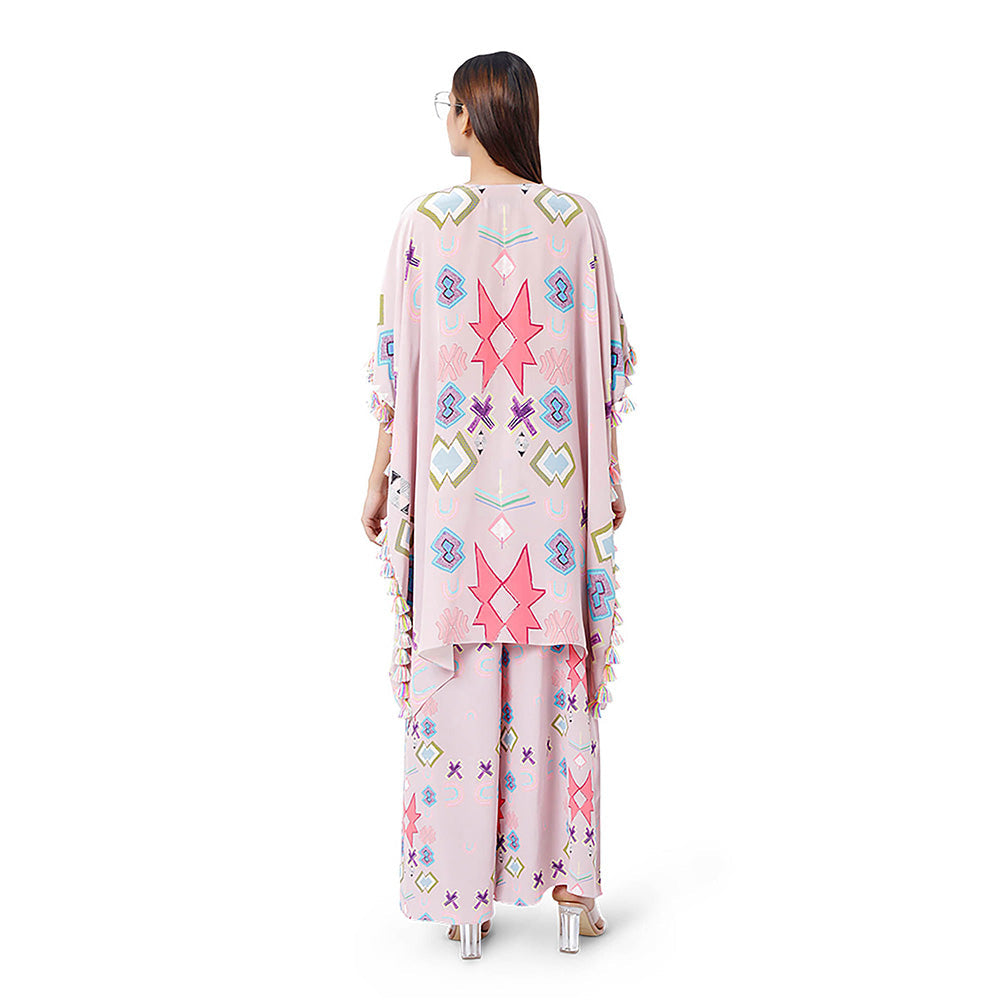 Payal Singhal Pink Printed Short Kaftan with Palazzo (Set of 2)
