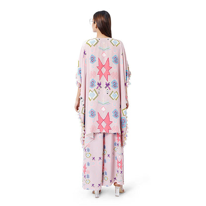 Payal Singhal Pink Printed Short Kaftan with Palazzo (Set of 2)