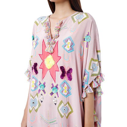 Payal Singhal Pink Printed Short Kaftan with Palazzo (Set of 2)