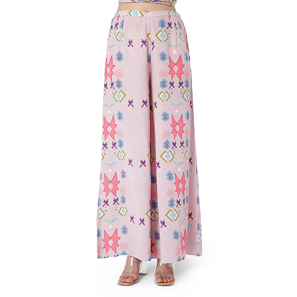 Payal Singhal Pink Printed Short Kaftan with Palazzo (Set of 2)