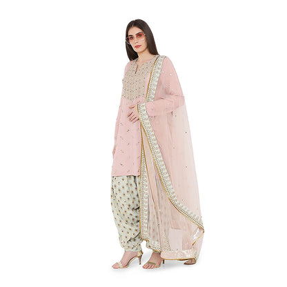 Payal Singhal Rose Pink Mukaish Kurta with Dupatta and Salwar (Set of 3)