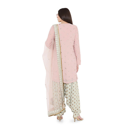 Payal Singhal Rose Pink Mukaish Kurta with Dupatta and Salwar (Set of 3)