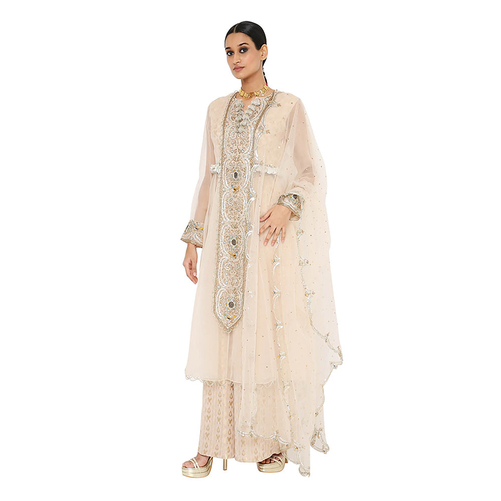 Payal Singhal Pink Blush Embroidered Anarkali with Palazzo and Dupatta (Set of 3)