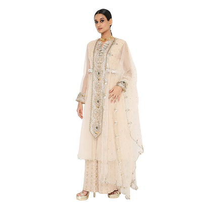 Payal Singhal Pink Blush Embroidered Anarkali with Palazzo and Dupatta (Set of 3)