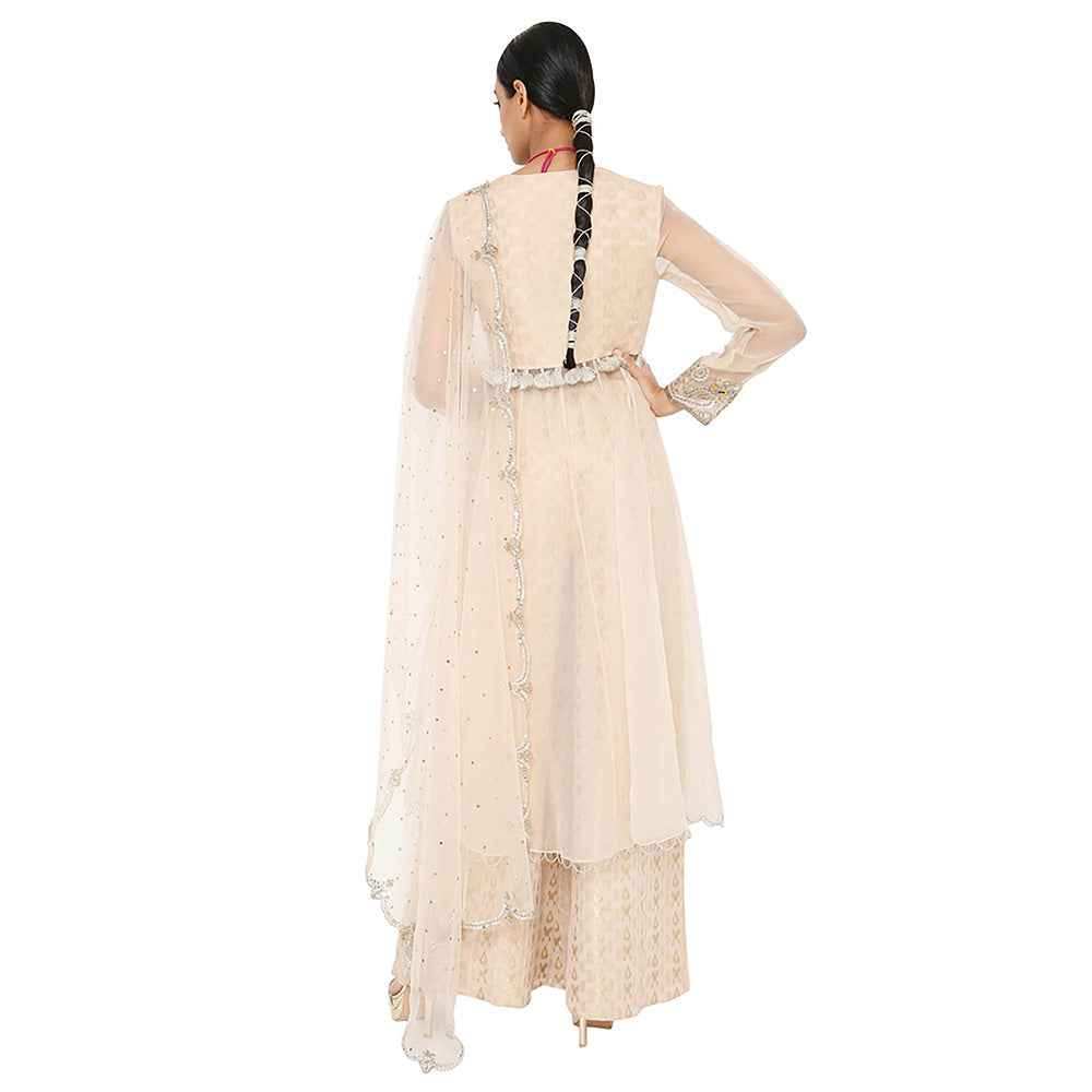 Payal Singhal Pink Blush Embroidered Anarkali with Palazzo and Dupatta (Set of 3)