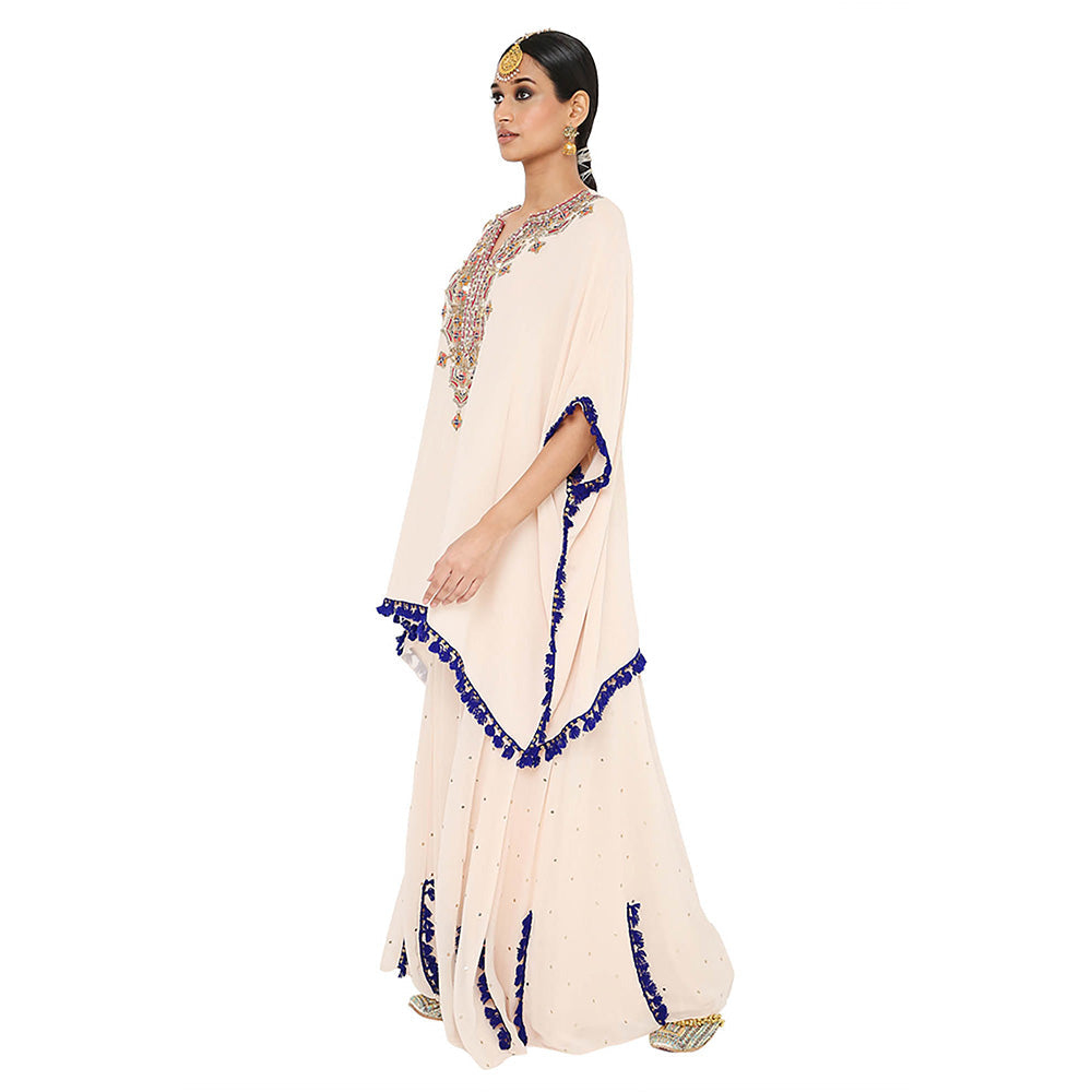 Payal Singhal White Short Kaftan with Sharara (Set of 2)