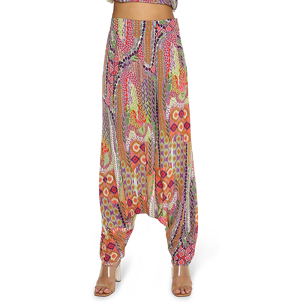 Payal Singhal Multi-Colour Print Crepe High Low Kurta with Dhoti (Set of 2)