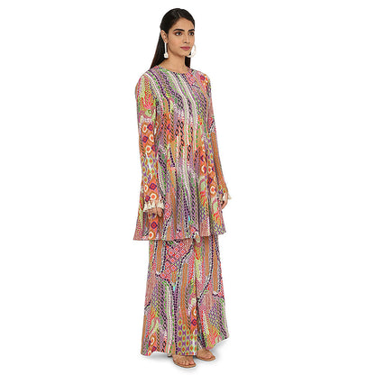 Payal Singhal Multi-Colour Print Crepe Kurta with Palazzo (Set of 2)