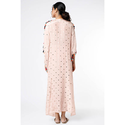 Payal Singhal Rose Pink Mukaish Embroidered Kaftan and Pant (Set of 2)