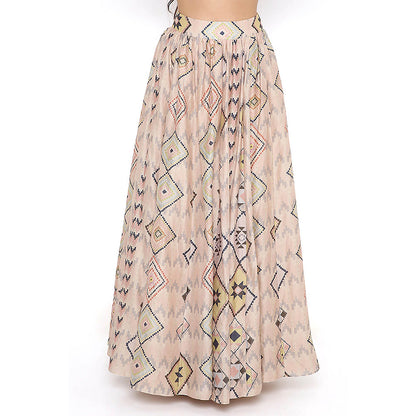 Payal Singhal Beige Print Embroidered Blouse with Lehenga and Dupatta (Set of 3)