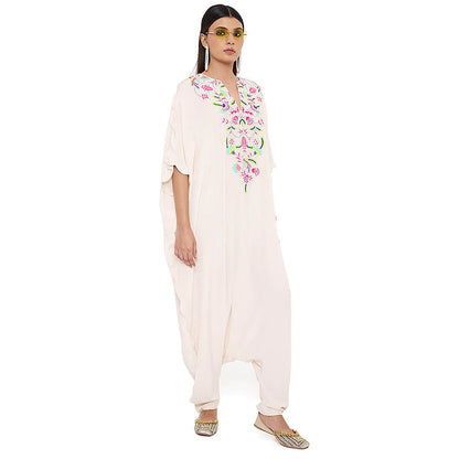 Payal Singhal White Crepe Embroidered Jumpsuit