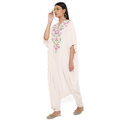 Payal Singhal White Crepe Embroidered Jumpsuit