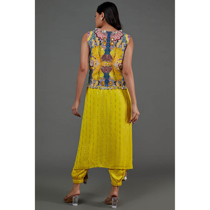 Payal Singhal Yellow Kurta with Pant with Jacket (Set of 3)