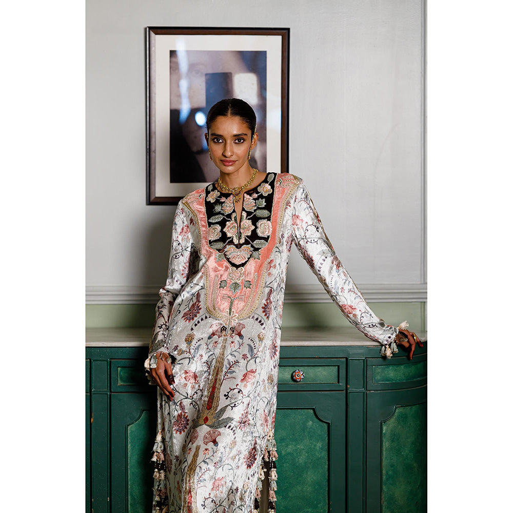 Payal Singhal Ivory Mehuish Whisper Printed Embroidered Dress