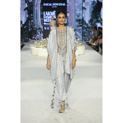 Payal Singhal Razia Grey Embroidered Kaftan with Salwar (Set of 2)