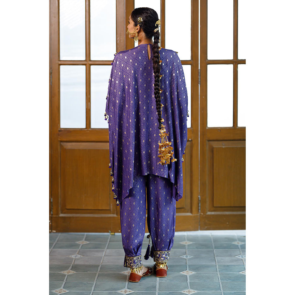 Payal Singhal Razia Purple Embroidered Kaftan with Salwar (Set of 2)