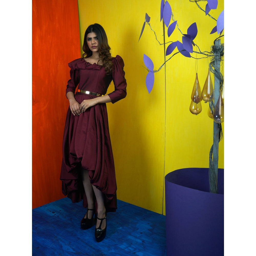 Payal Dawar The Old Wine Midi Dress with Belt (Set of 2)