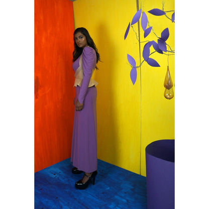 Payal Dawar Lavender Lets Date Midi Dress with Jacket (Set of 2)