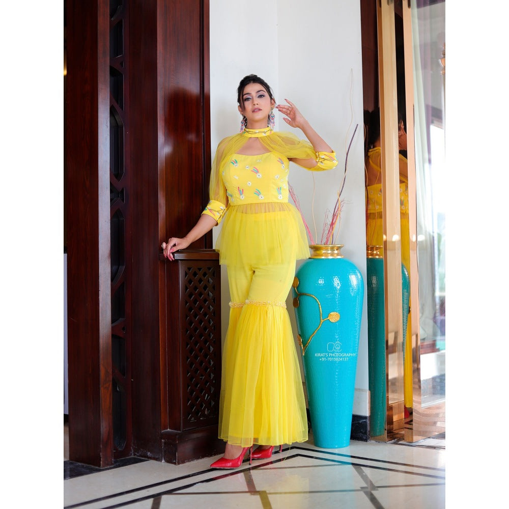 Payal Dawar Yellow Fusion Co-Ord (Set of 3)