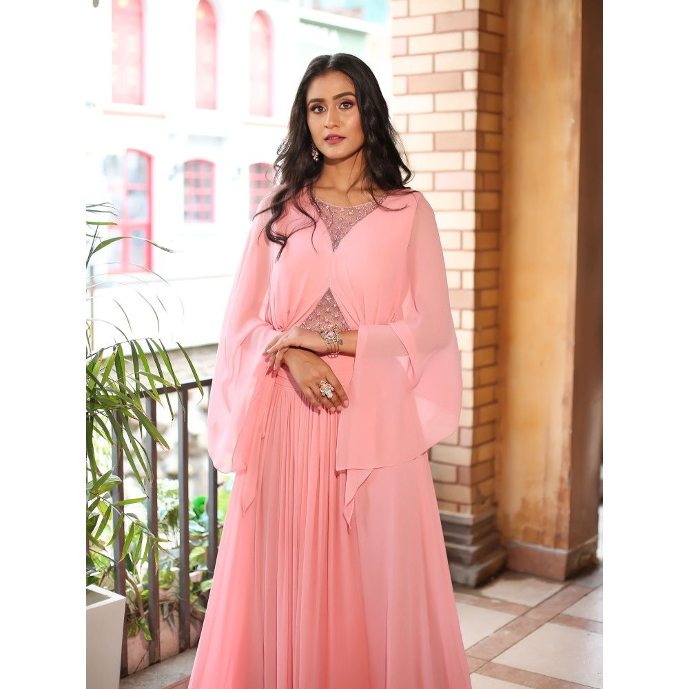 Payal Dawar Pink Humaira Long Top with Skirt (Set of 2)