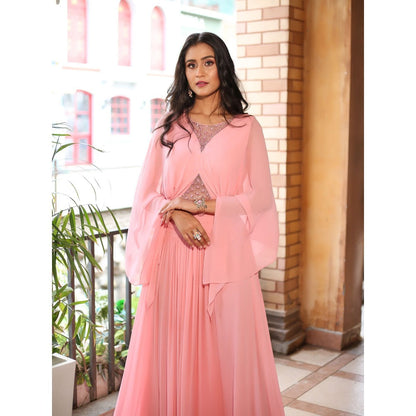 Payal Dawar Pink Humaira Long Top with Skirt (Set of 2)