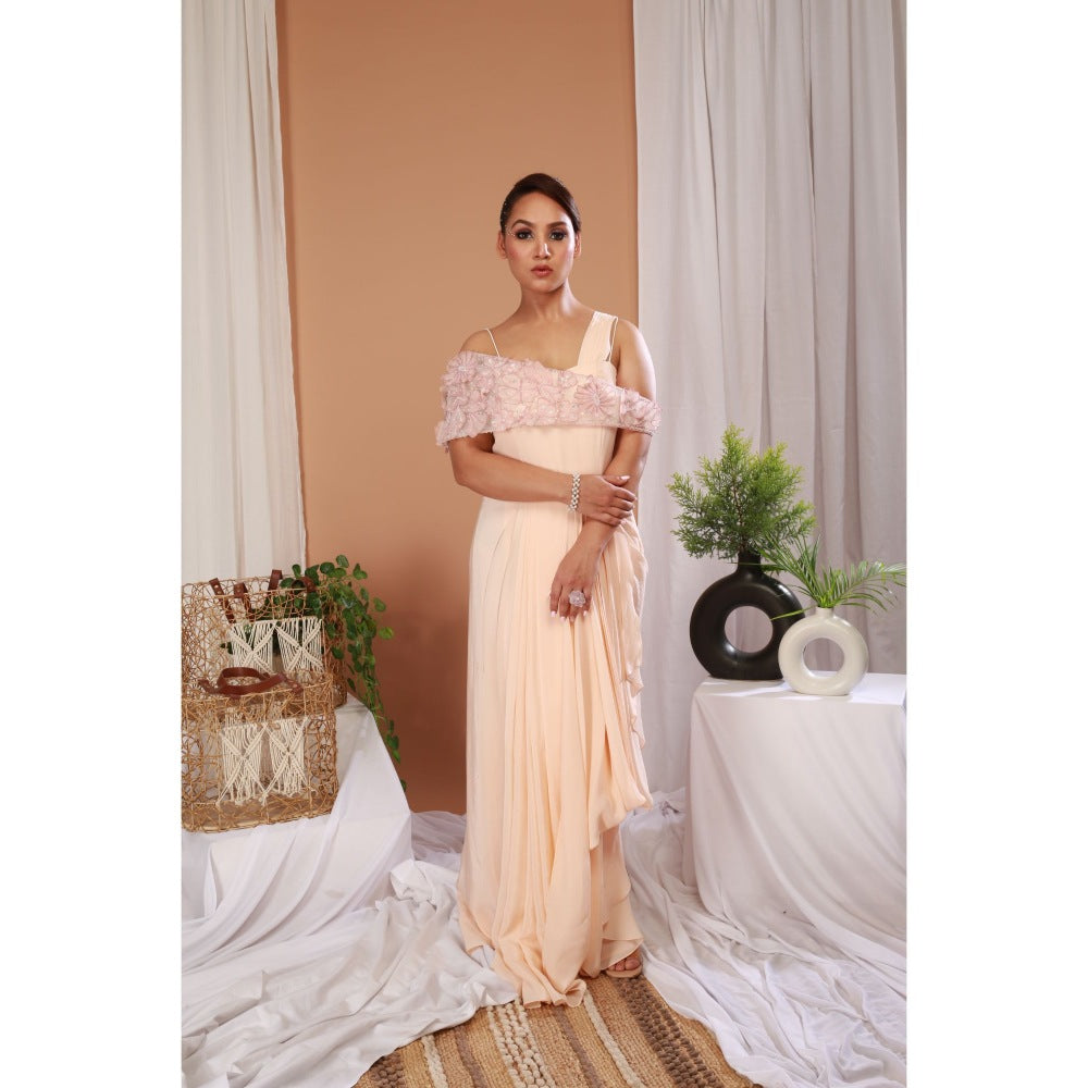 Payal Dawar Beige Blush Sachet with Maxi Dress (Set of 2)