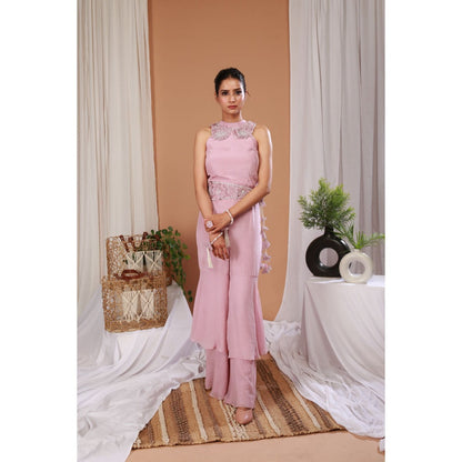 Payal Dawar Pink Deep Blush Jumpsuit with Belt (Set of 2)